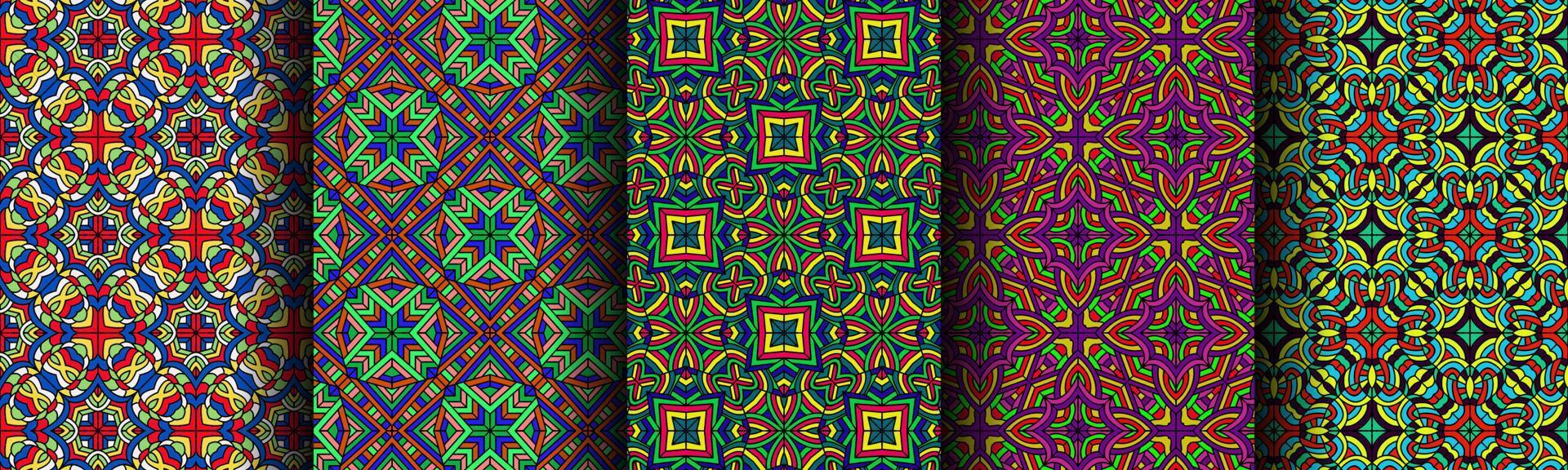 colorful modern ethnic pattern collection bundle vector