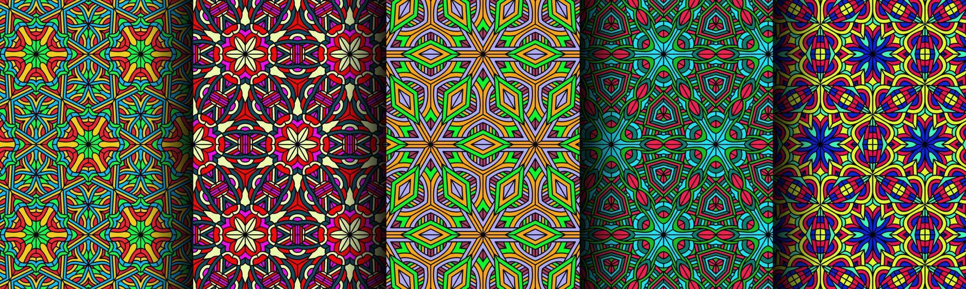 colorful modern ethnic pattern collection bundle vector