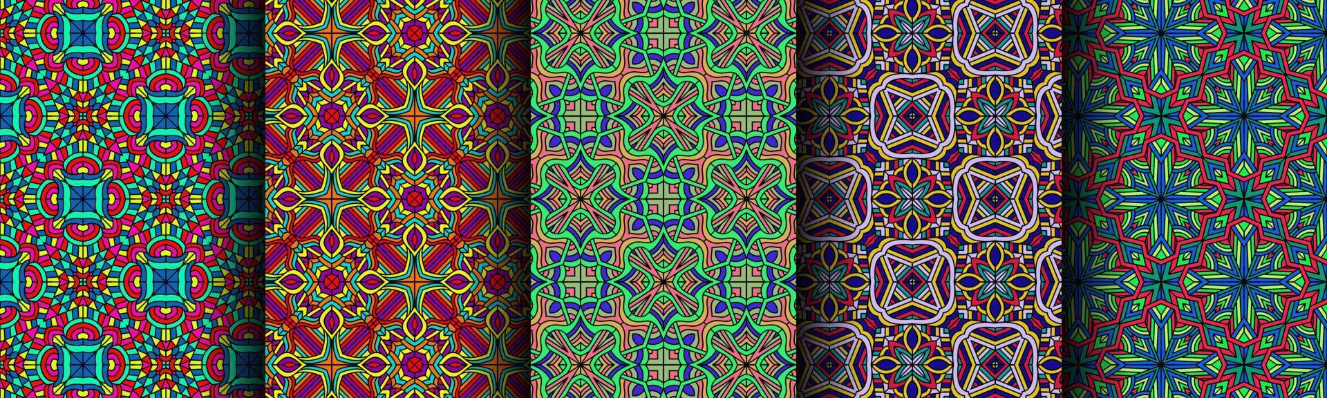 colorful modern ethnic pattern collection bundle vector