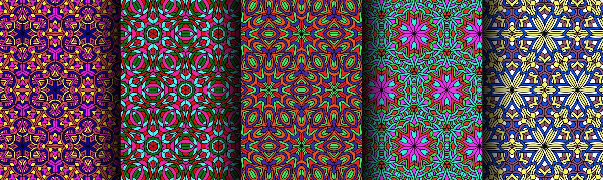 colorful modern ethnic pattern collection bundle vector