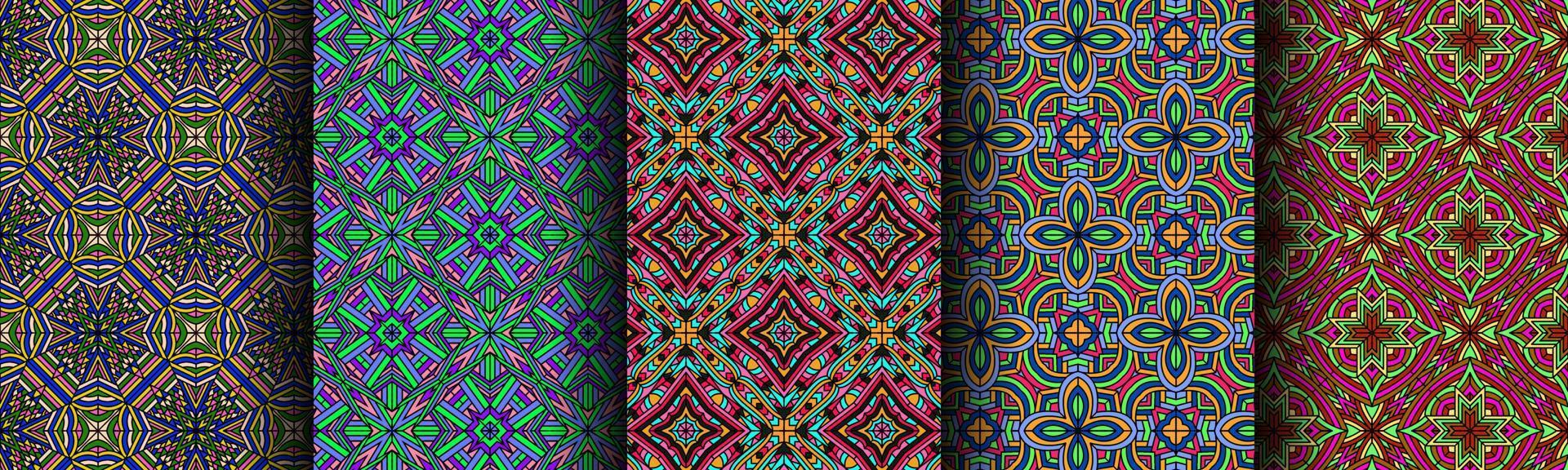 colorful modern ethnic pattern collection bundle vector