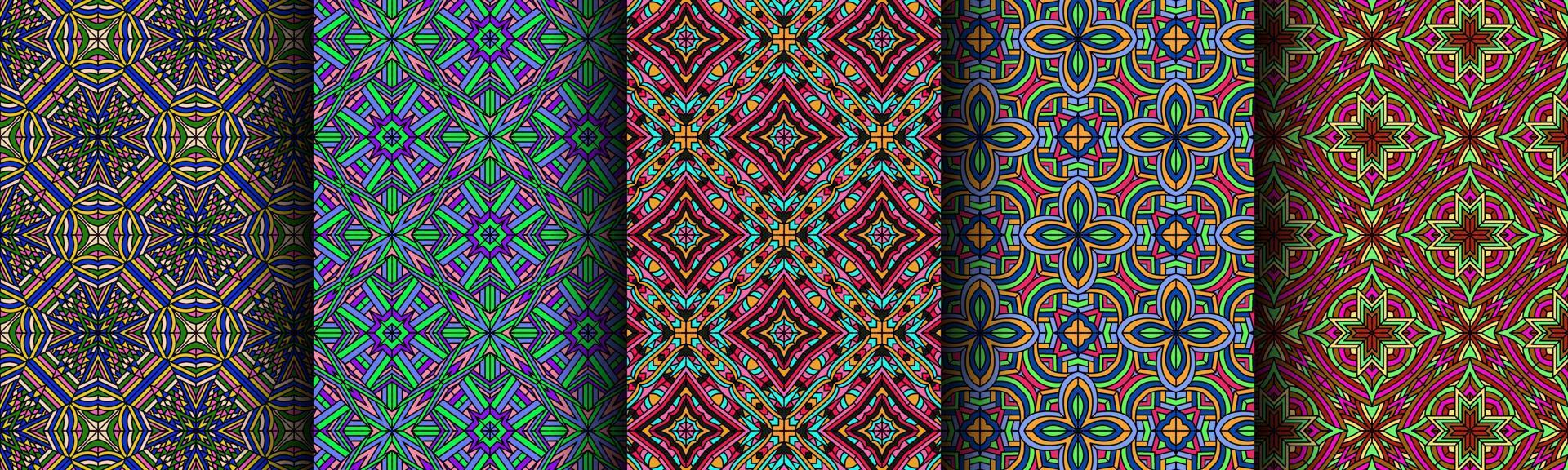 colorful modern ethnic pattern collection bundle vector