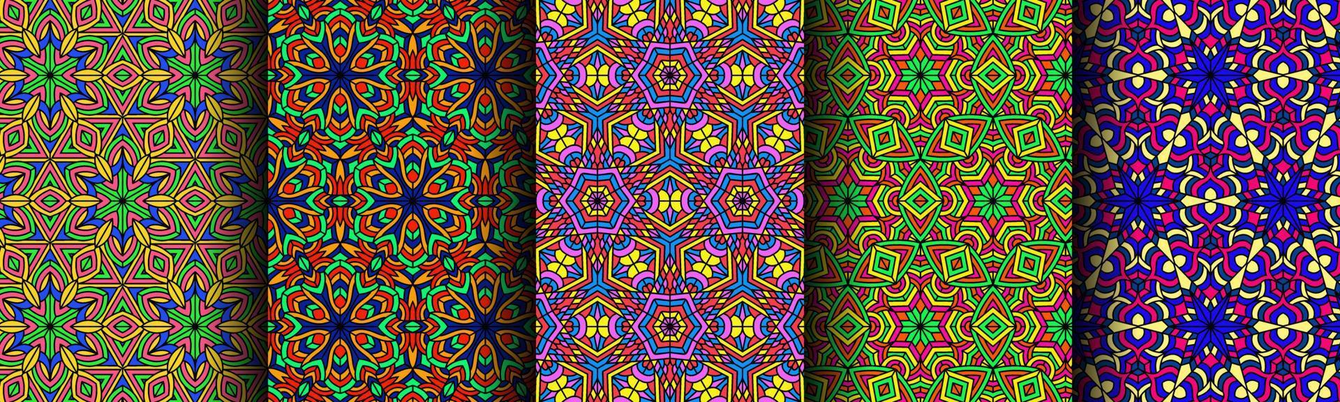 colorful modern ethnic pattern collection bundle vector