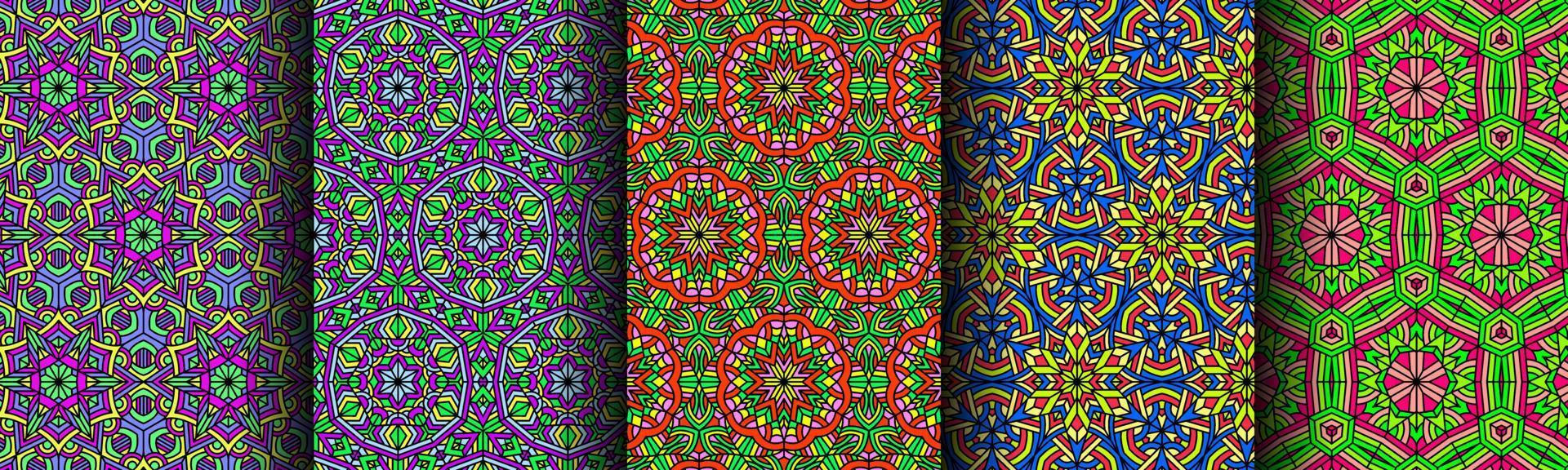 colorful modern ethnic pattern collection bundle vector