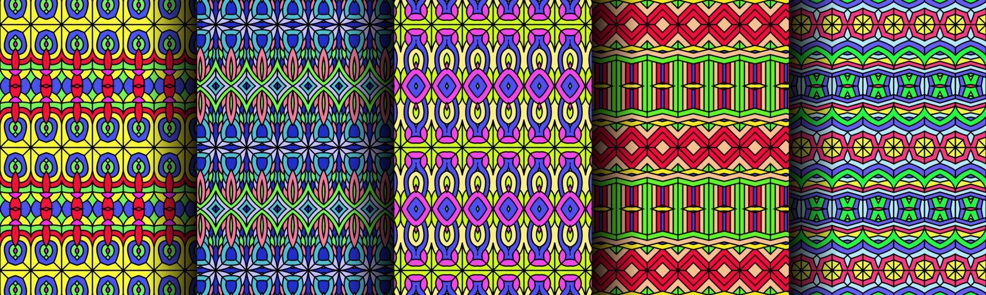 colorful modern ethnic pattern collection bundle vector