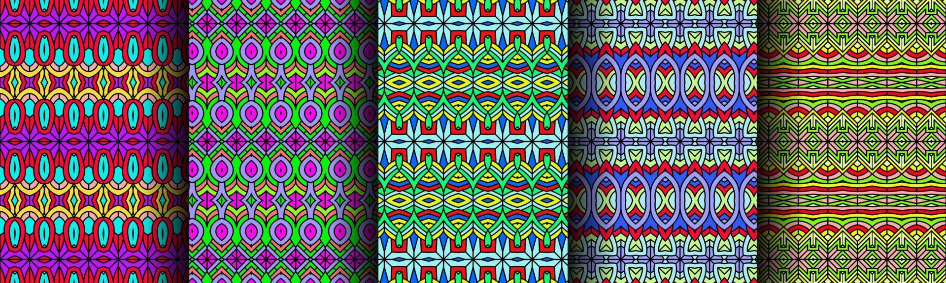 colorful modern ethnic pattern collection bundle vector