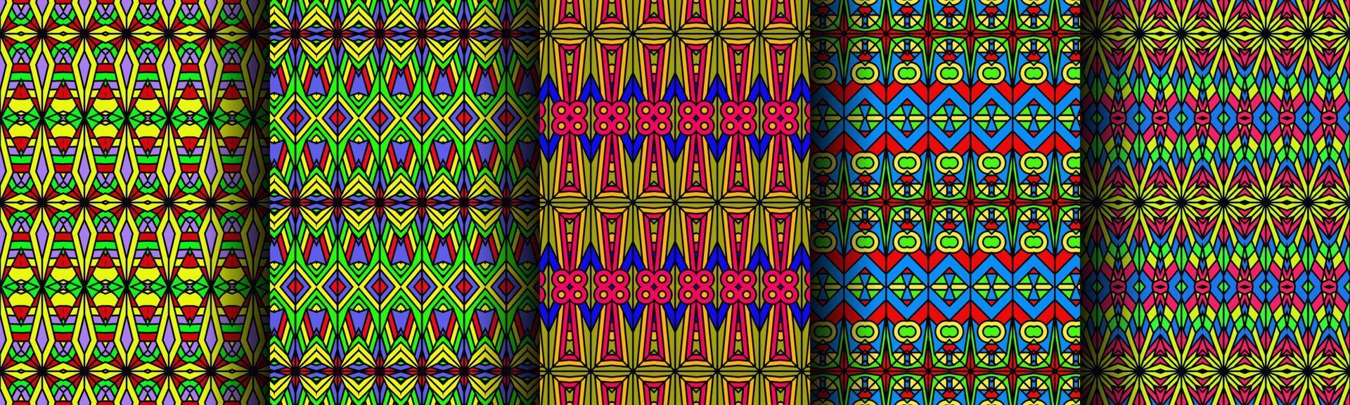 colorful modern ethnic pattern collection bundle vector