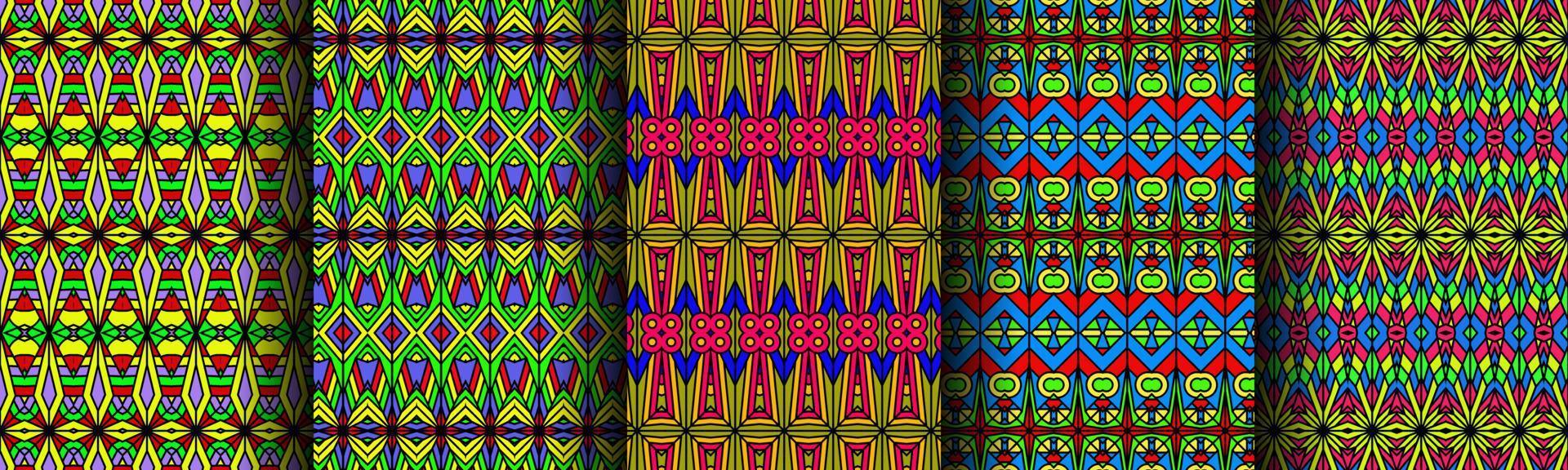 colorful modern ethnic pattern collection bundle vector