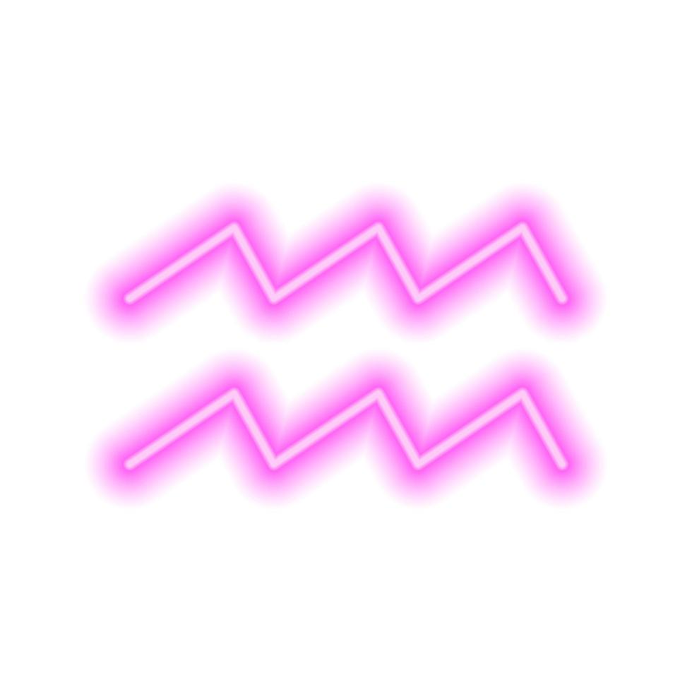 Pink neon zodiac sign Aquarius on white. Predictions, astrology, horoscope. vector