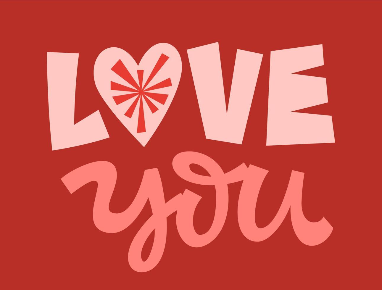 Cute simple hand drawn lettering illustration - Love you. vector