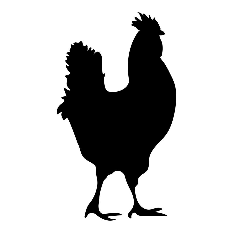 black silhouette of a rooster. Vector illustration