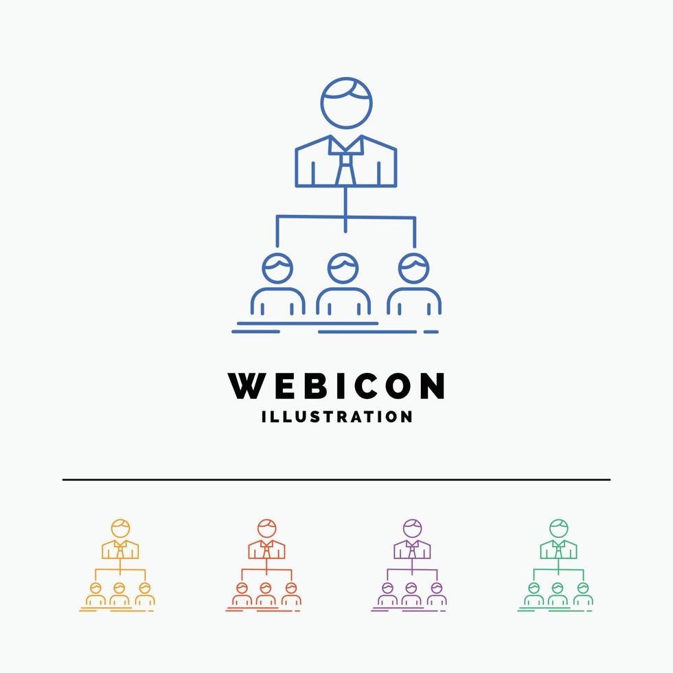 team. teamwork. organization. group. company 5 Color Line Web Icon Template isolated on white. Vector illustration