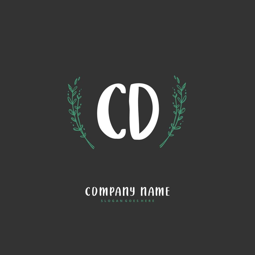 cd escritura inicial a mano y diseño de logotipo de firma con círculo. hermoso diseño de logotipo escrito a mano para moda, equipo, boda, logotipo de lujo. vector