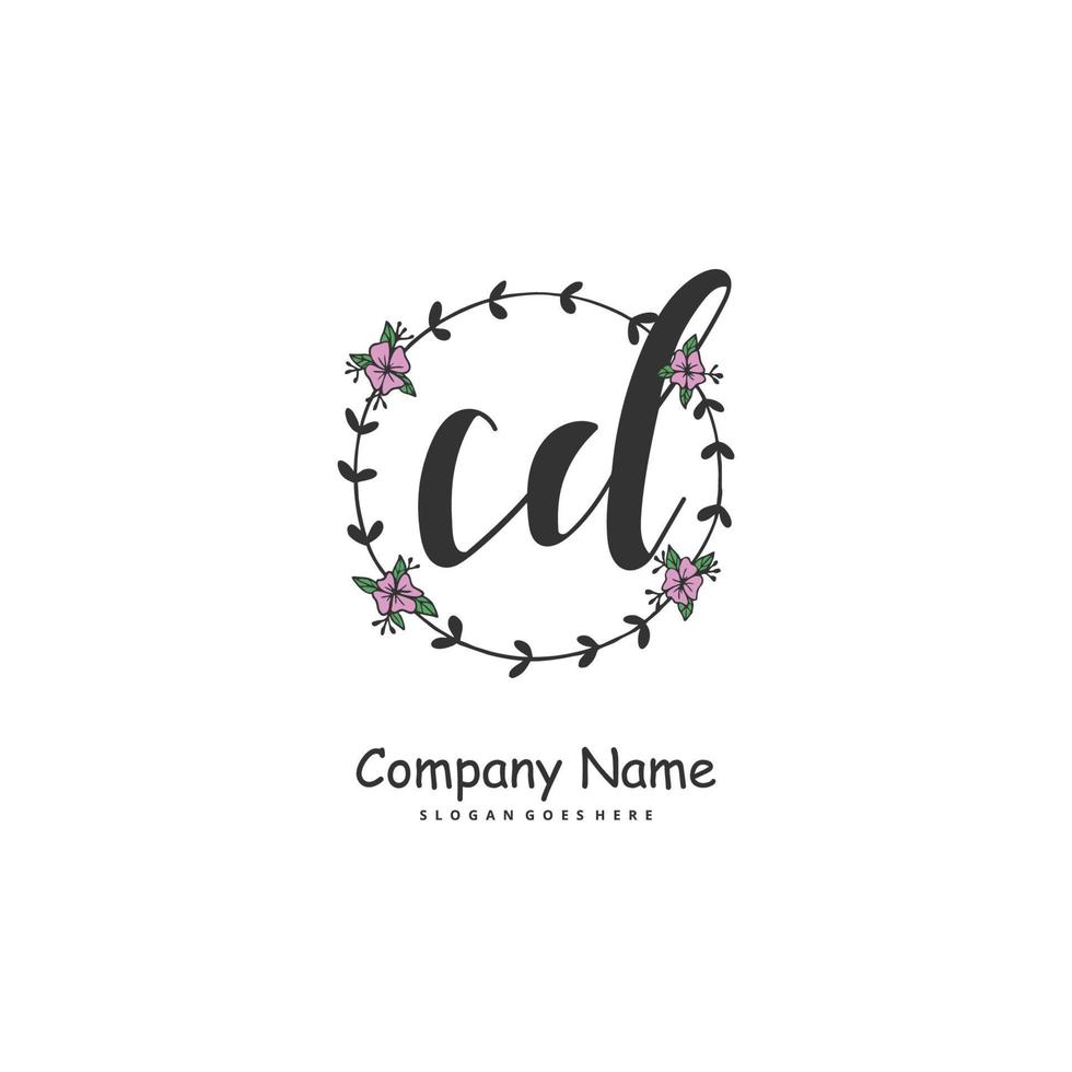 CD Initial handwriting and signature logo design with circle. Beautiful design handwritten logo for fashion, team, wedding, luxury logo. vector