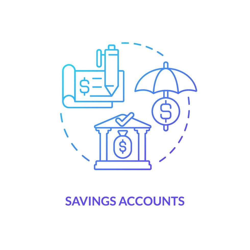 Savings accounts blue gradient concept icon. Interest bearing deposit product. Business banking abstract idea thin line illustration. Isolated outline drawing. vector