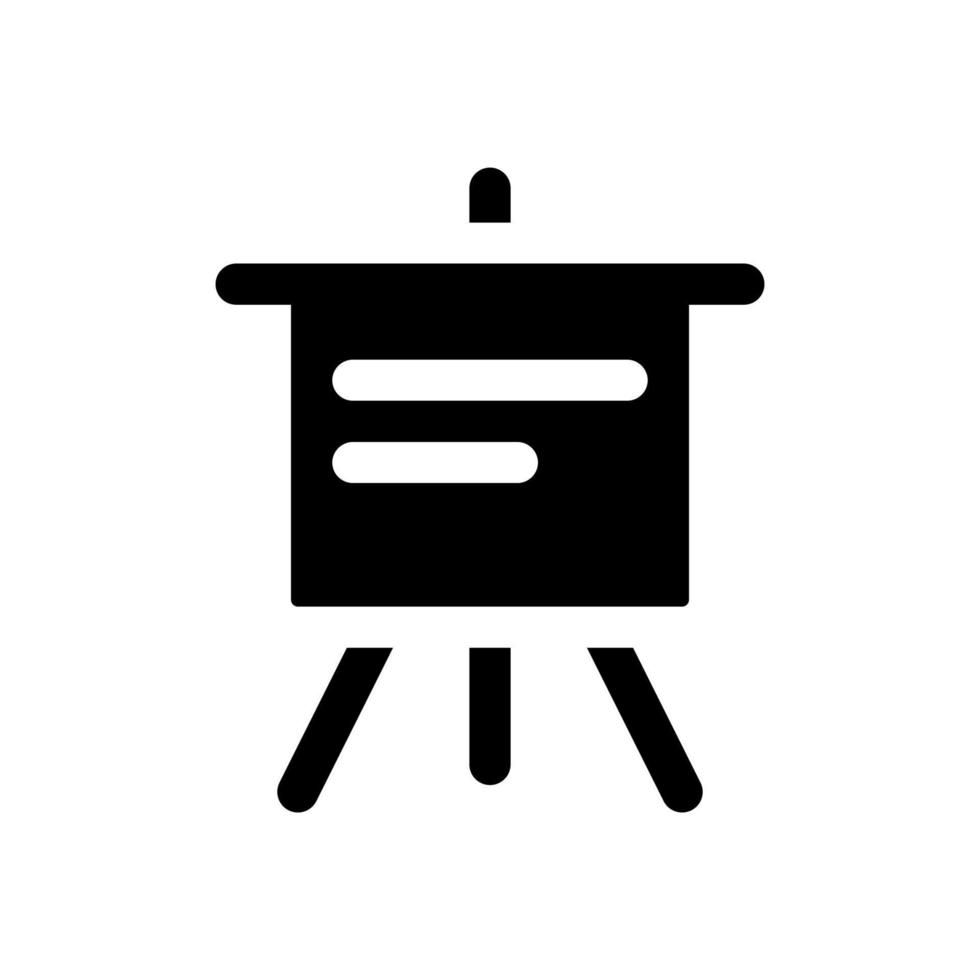 Portable presentation board black glyph ui icon. Display board for office. User interface design. Silhouette symbol on white space. Solid pictogram for web, mobile. Isolated vector illustration