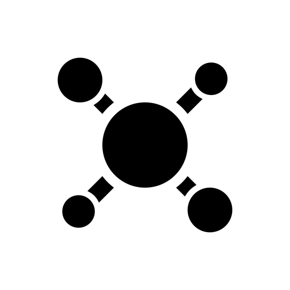 Structure of molecules black glyph ui icon. Molecular compounds. Chemistry. User interface design. Silhouette symbol on white space. Solid pictogram for web, mobile. Isolated vector illustration