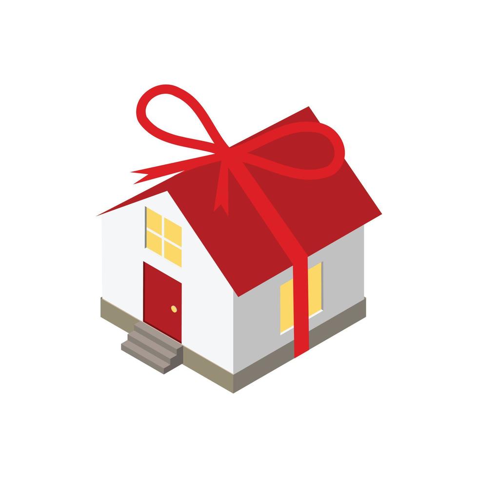 new house for sale with ribbon on top vector