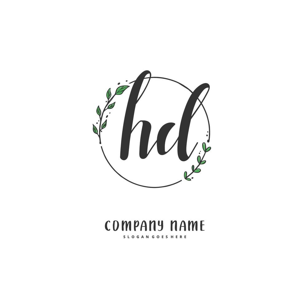 HD Initial handwriting and signature logo design with circle. Beautiful design handwritten logo for fashion, team, wedding, luxury logo. vector