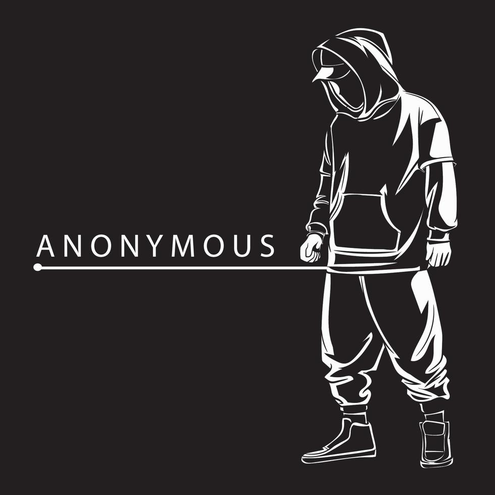 Silhouette anonymous computer hooded hacker vector