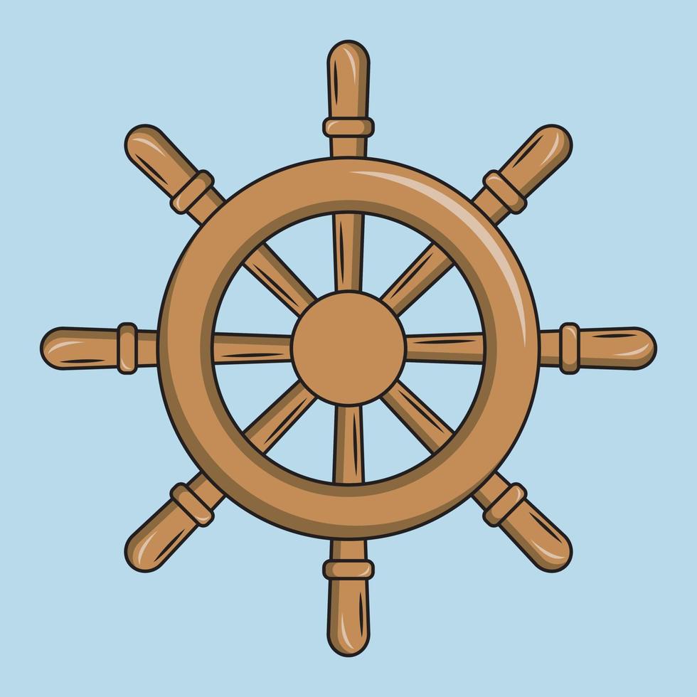 Steering wheel for ship vector. Old navy captain steering wheel illustration vector