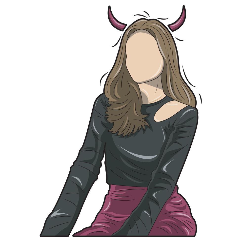 vector illustration of woman with devil costume design