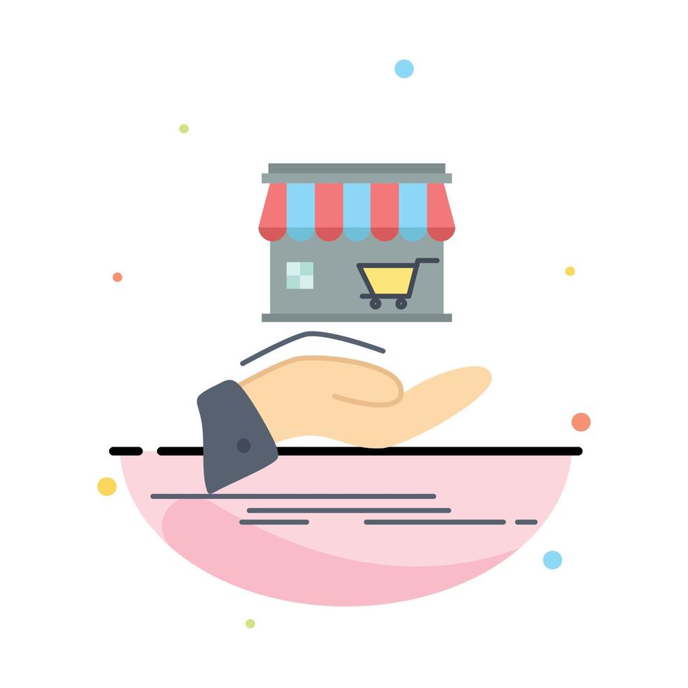 shop donate shopping online hand Flat Color Icon Vector