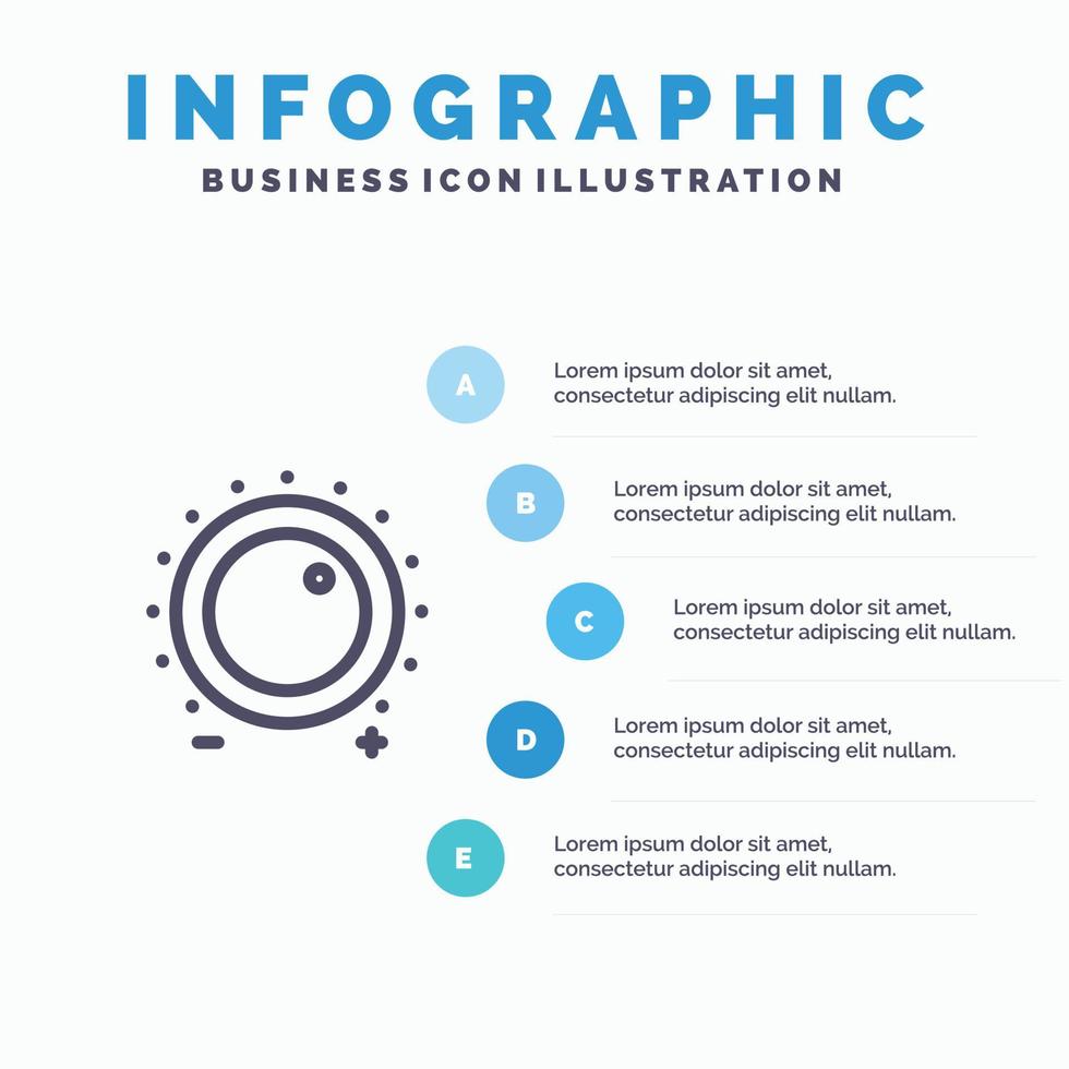 Audio Control Gain Level Sound Line icon with 5 steps presentation infographics Background vector