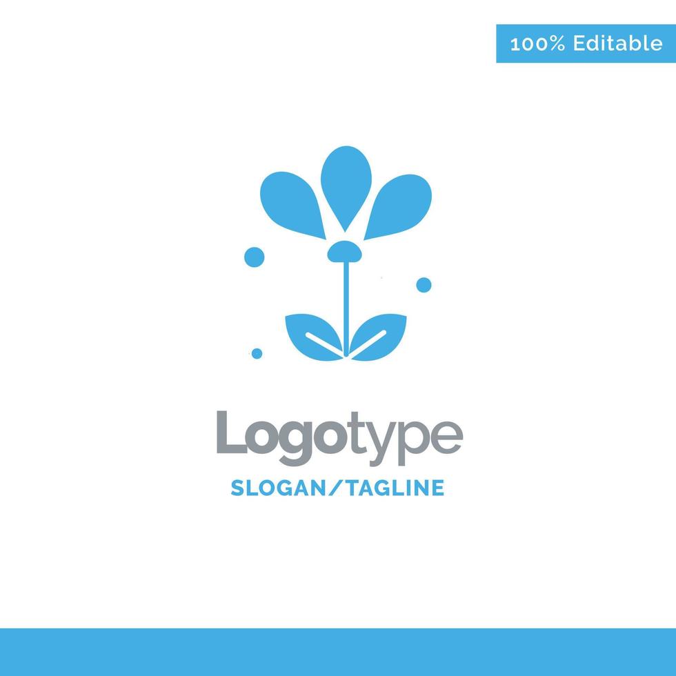 flor floral naturaleza primavera azul sólido logotipo plantilla lugar para eslogan vector