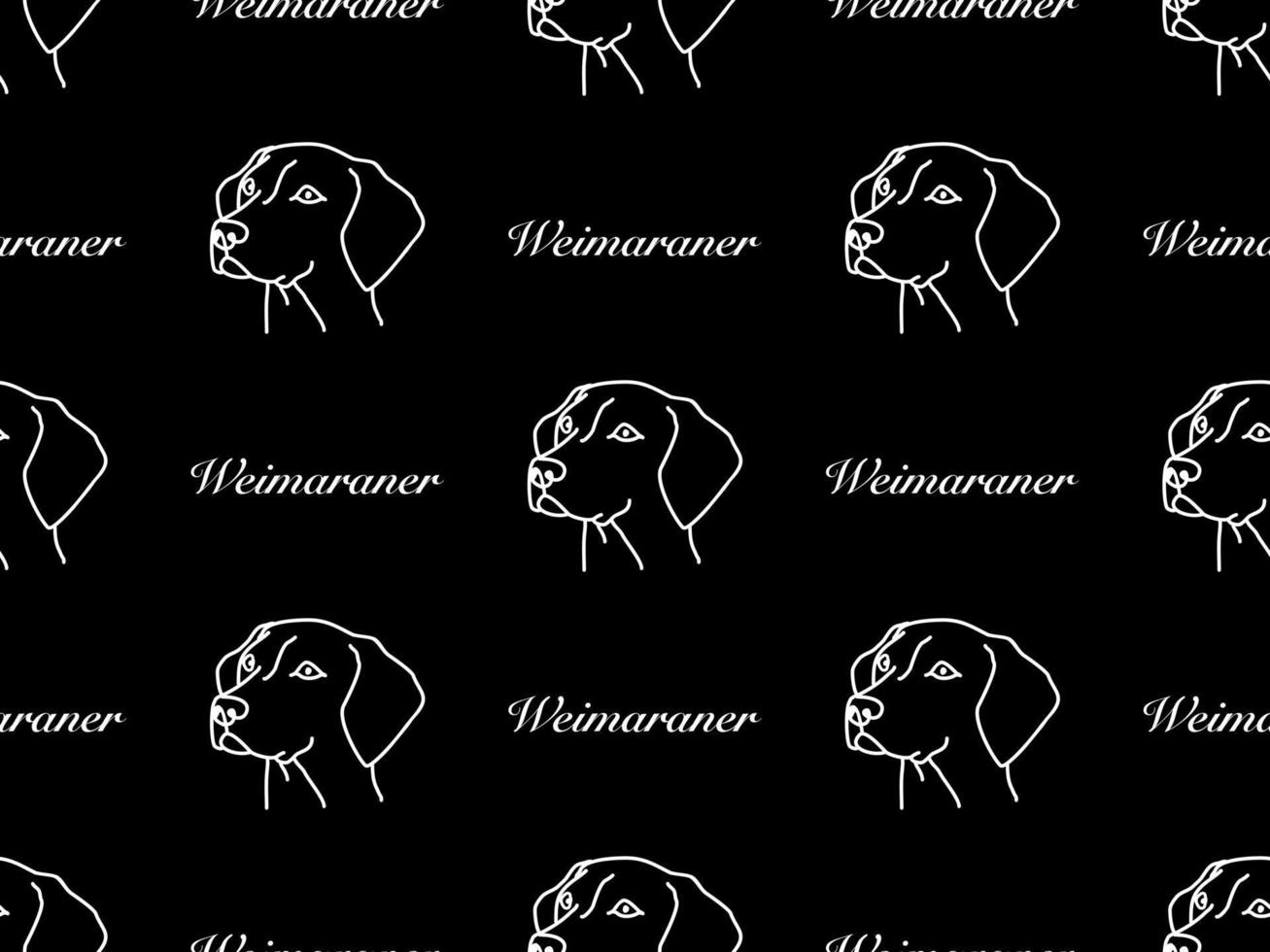 Weimaraner personaje de dibujos animados de patrones sin fisuras sobre fondo negro vector