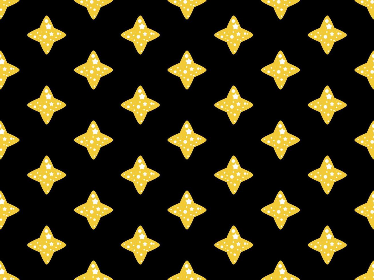 Stars cartoon character seamless pattern on black background vector