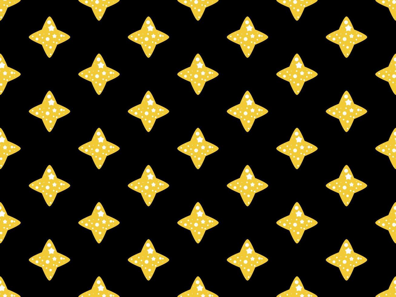 Stars cartoon character seamless pattern on black background vector