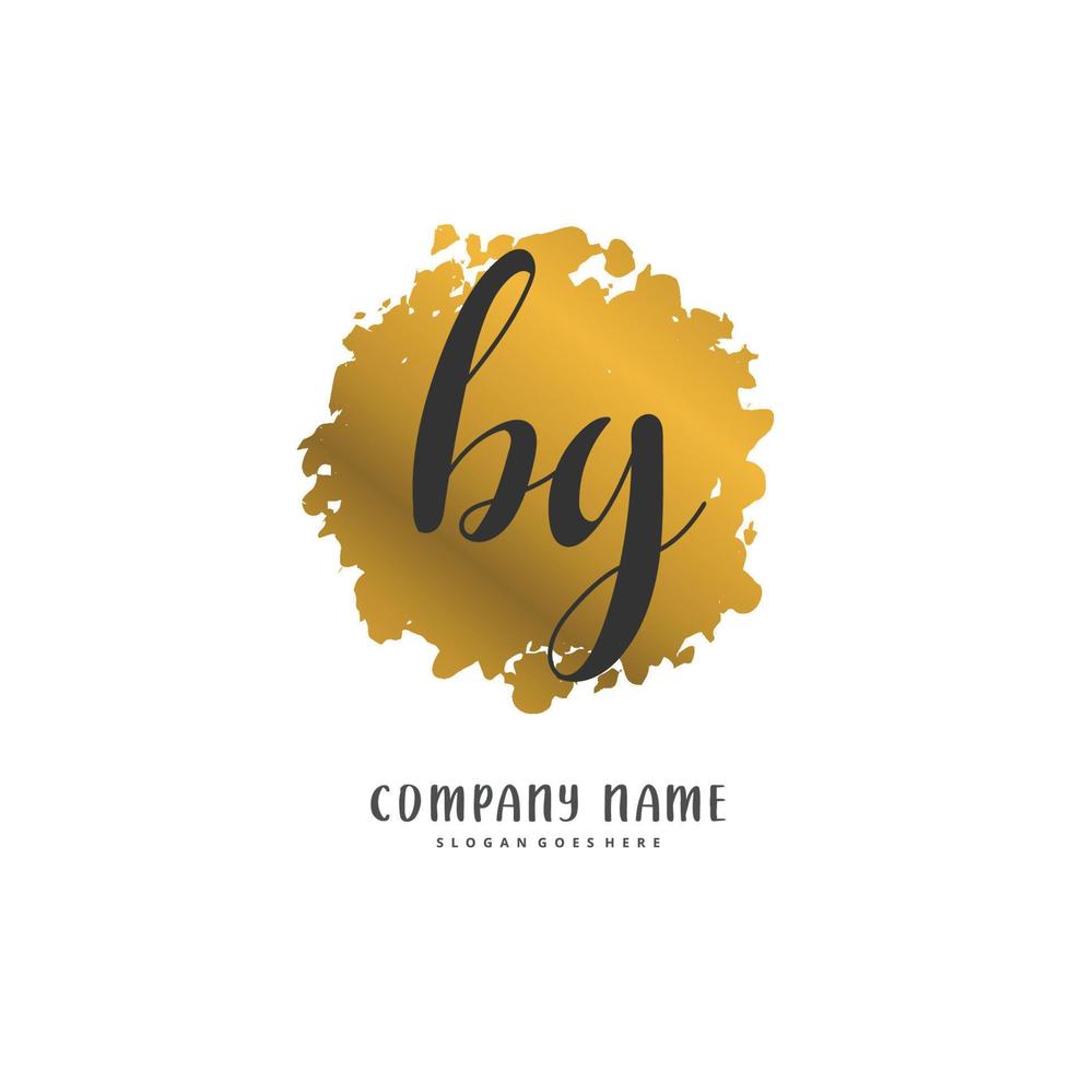 BG Initial handwriting and signature logo design with circle. Beautiful design handwritten logo for fashion, team, wedding, luxury logo. vector