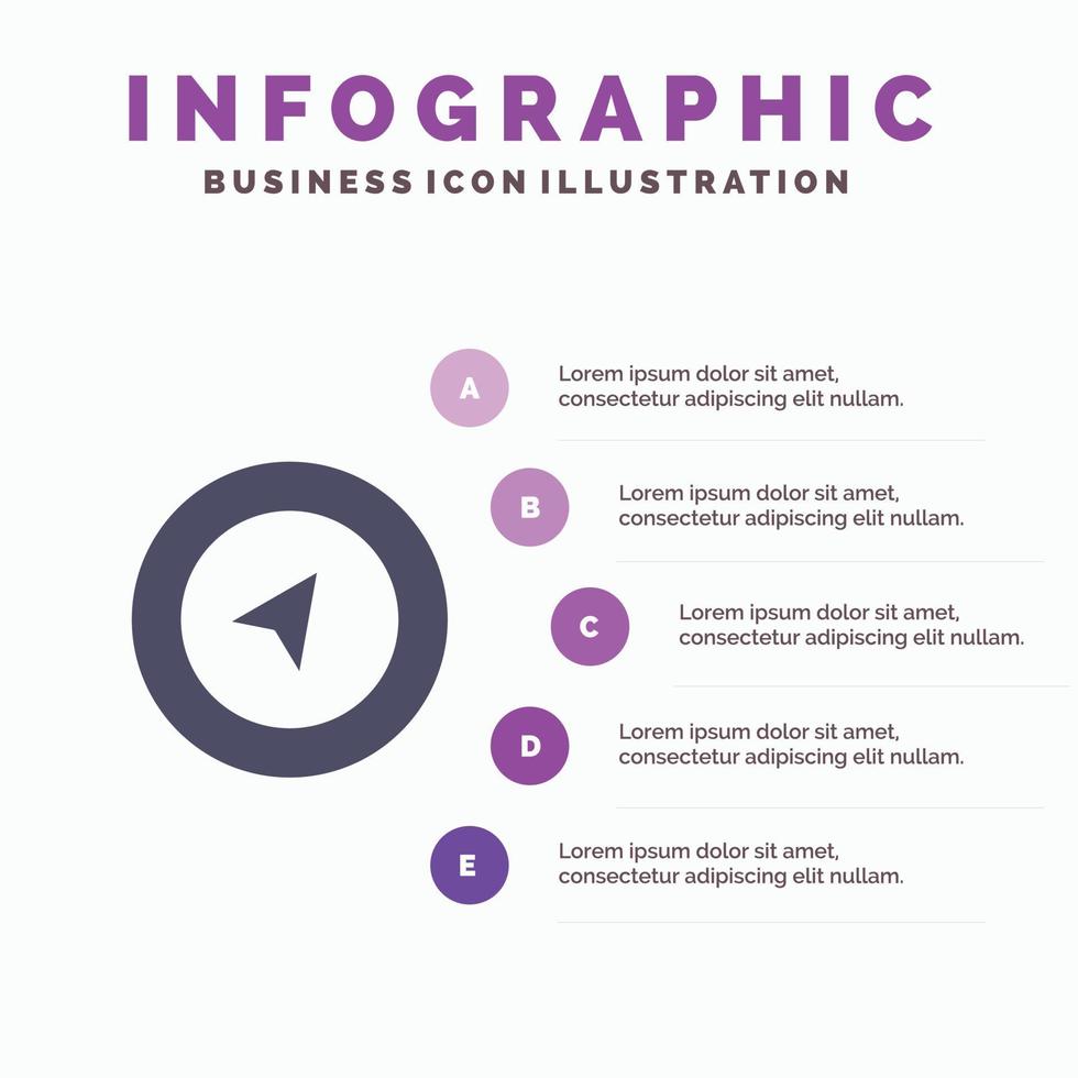 Map Navigation Location Solid Icon Infographics 5 Steps Presentation Background vector