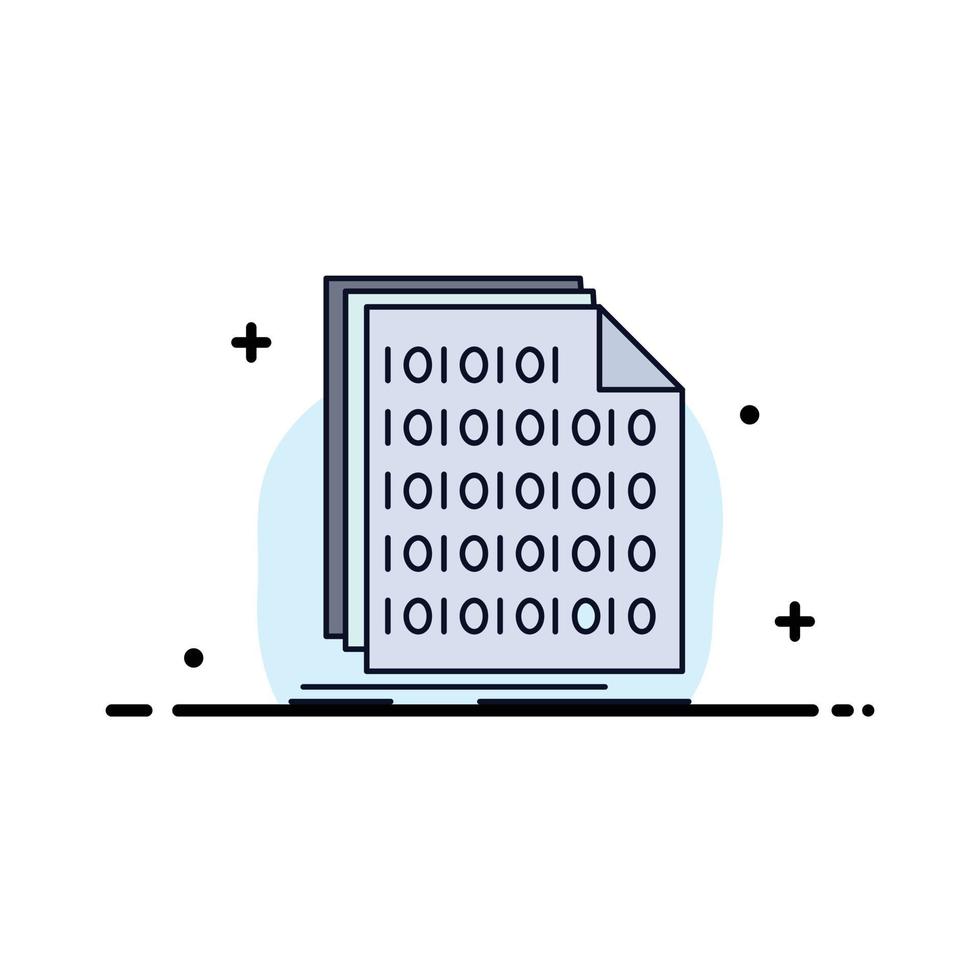 Binary code coding data document Flat Color Icon Vector