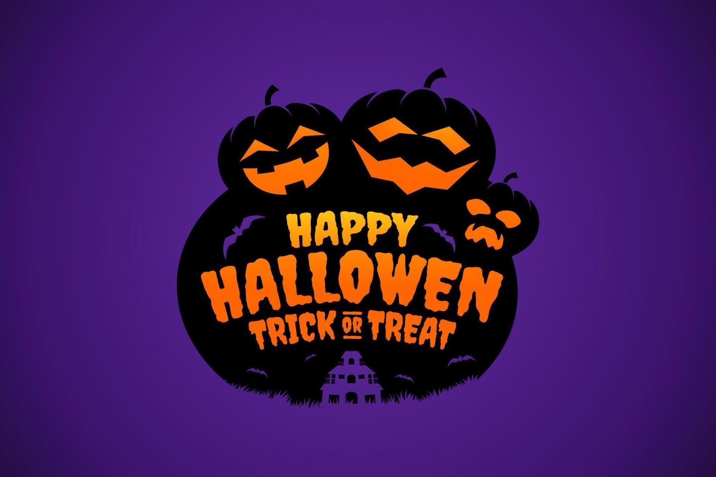 Happy Halloween background vector with pumpkins. Spooky, simple and horror designs. Poster, banner, flyer for night event Hallowen party and halloween day