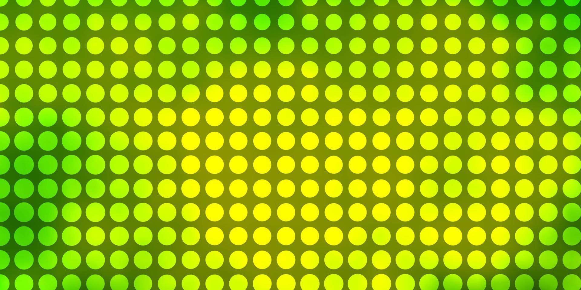 Fondo de vector verde claro, amarillo con círculos.