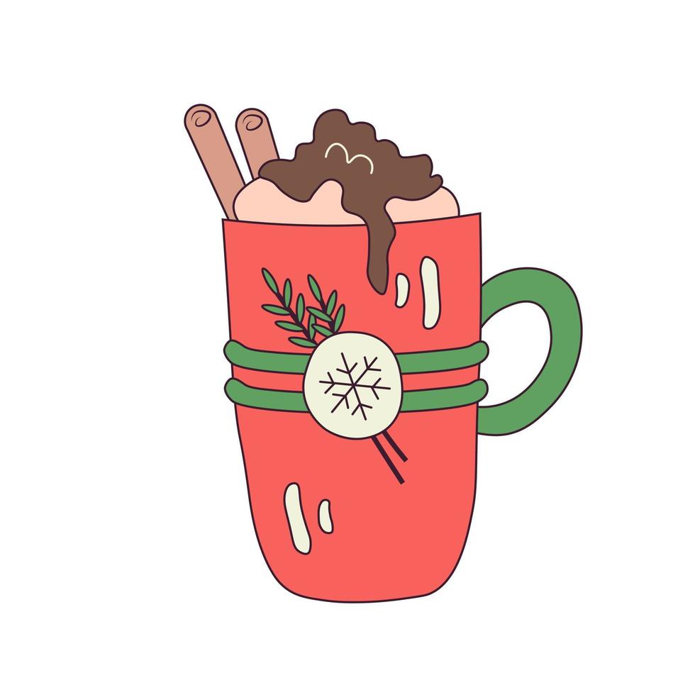 taza de café de navidad de dibujos animados vector