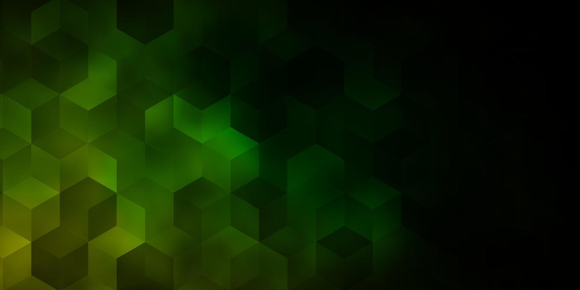 Dark Green, Yellow vector background with set of hexagons.