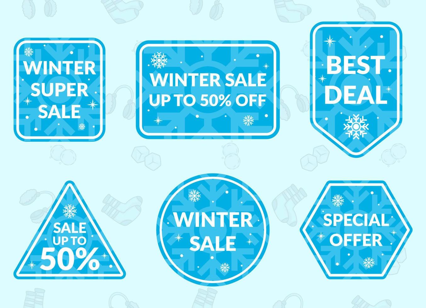 winter season discount sale element set vector