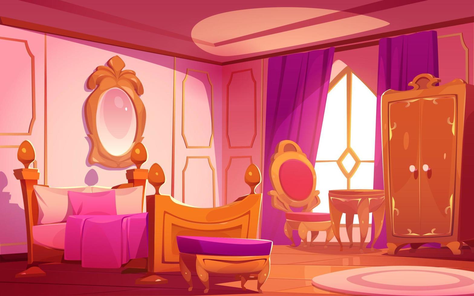 interior de dormitorio de princesa de lujo vector