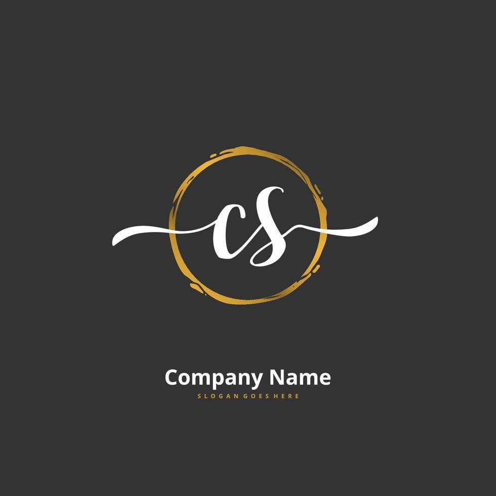 cs escritura a mano inicial y diseño de logotipo de firma con círculo. hermoso diseño de logotipo escrito a mano para moda, equipo, boda, logotipo de lujo. vector