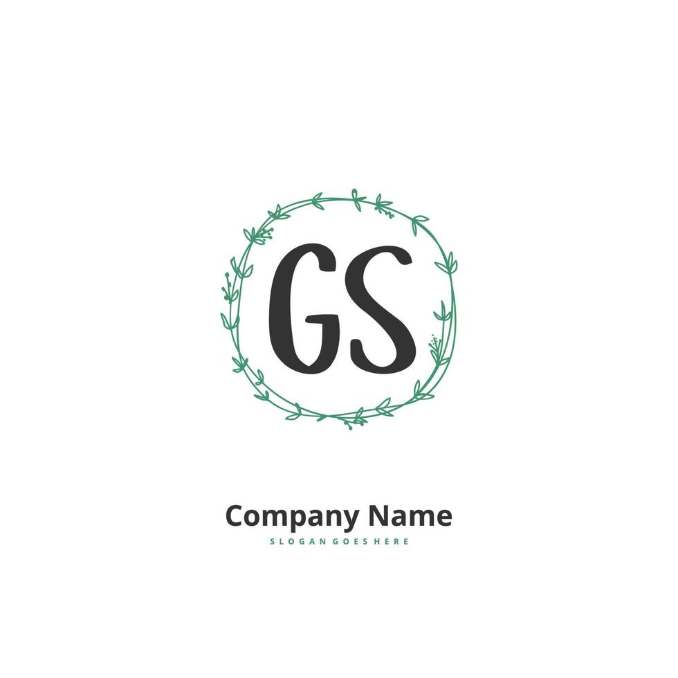 GS Initial handwriting and signature logo design with circle. Beautiful design handwritten logo for fashion, team, wedding, luxury logo. vector