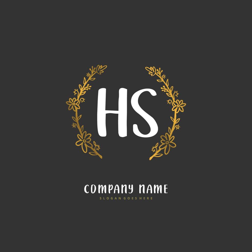 HS Initial handwriting and signature logo design with circle. Beautiful design handwritten logo for fashion, team, wedding, luxury logo. vector