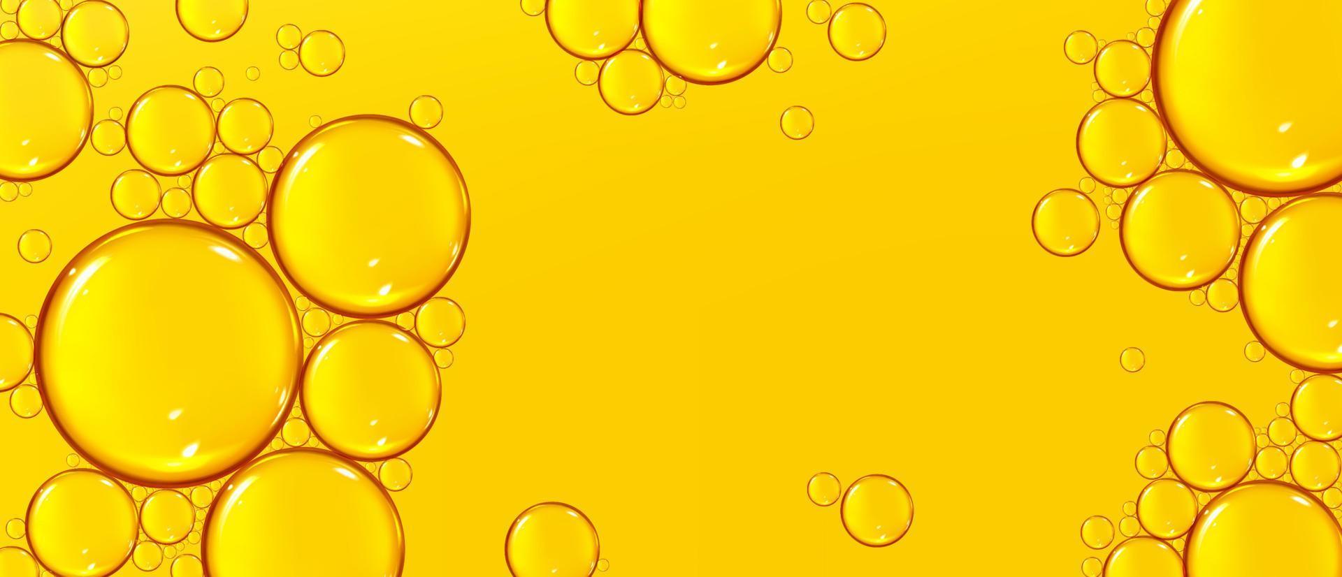 Texture of liquid yellow oil with air bubbles vector