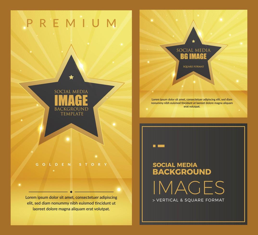 Social Media Background. Vertical and Horizontal Format. Gold Color. vector