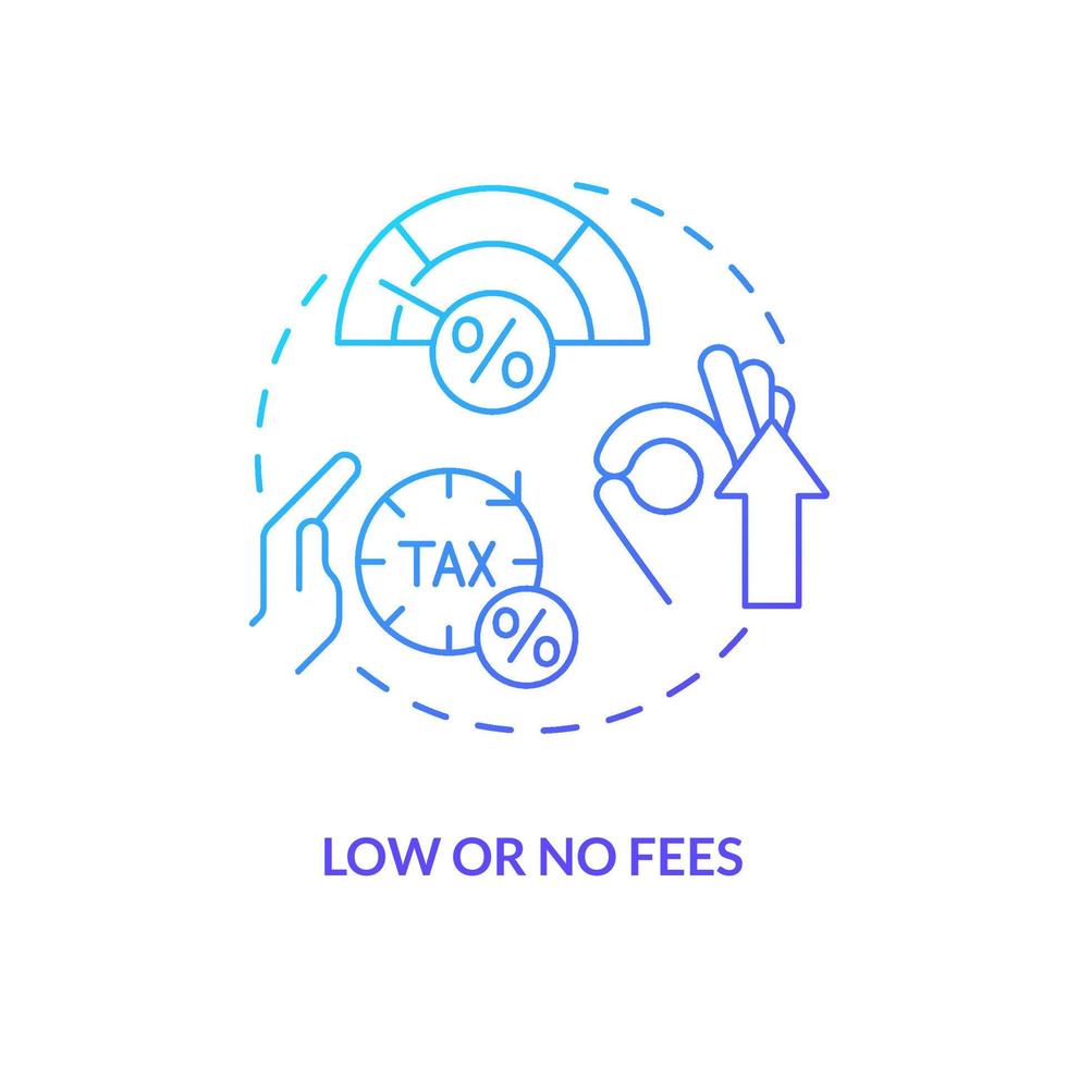 Low or no fees blue gradient concept icon. Advantages of system customer. Choose right bank abstract idea thin line illustration. Isolated outline drawing. vector