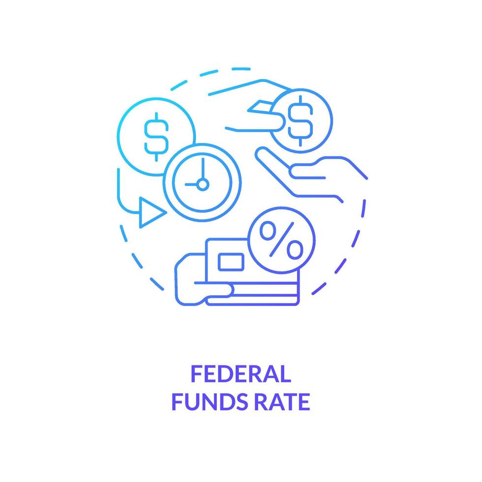 Federal funds rate blue gradient concept icon. Banking financial safety. Savings account service abstract idea thin line illustration. Isolated outline drawing. vector