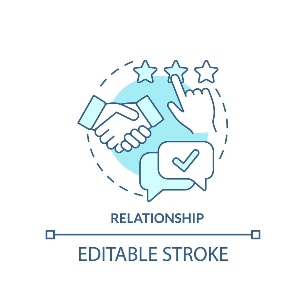 Relationship turquoise concept icon. Communication with customers. Business model abstract idea thin line illustration. Isolated outline drawing. Editable stroke. vector