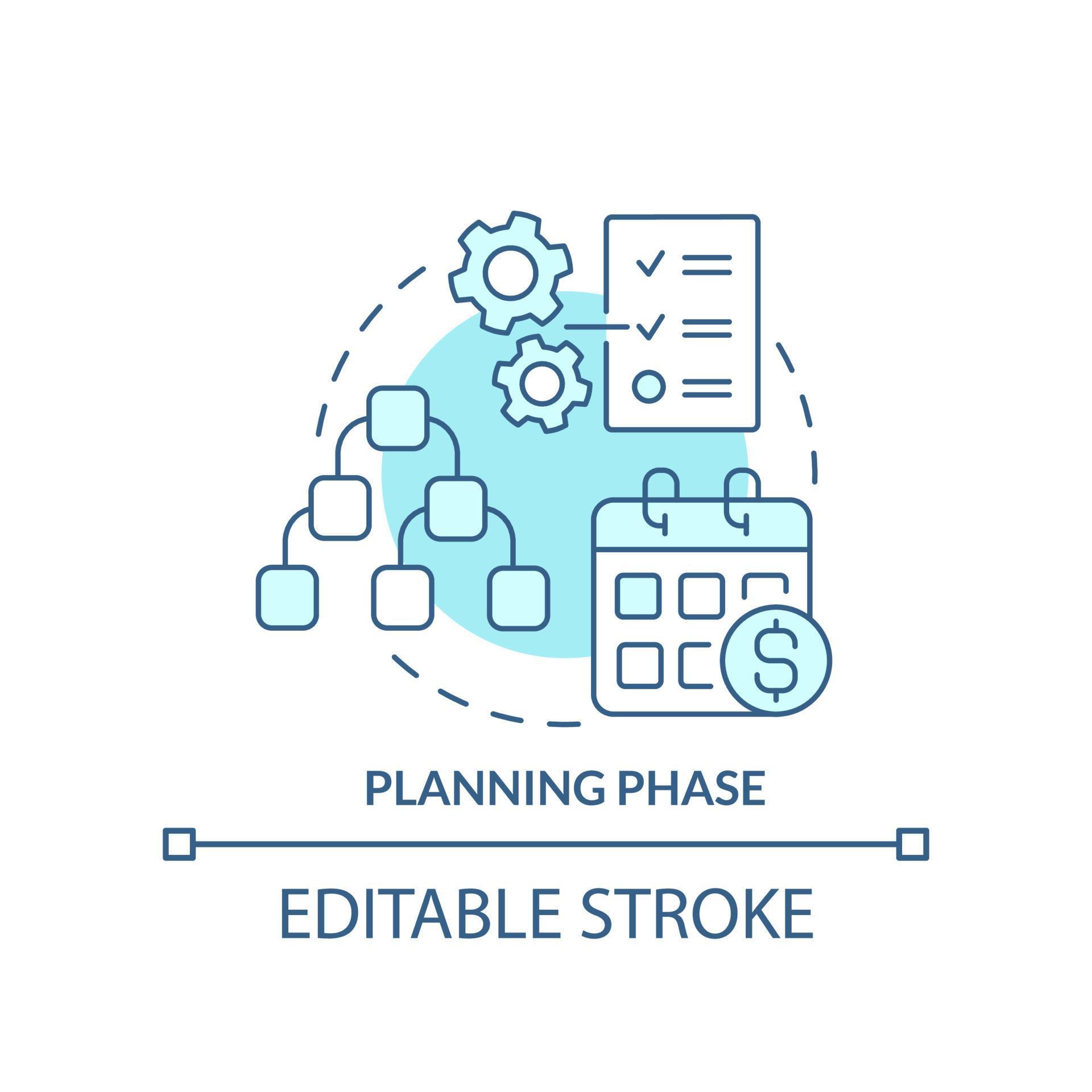 Planning phase turquoise concept icon. Build work strategy. Project